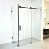 Cabina de ducha con puerta corredera sin marco en forma de L, mampara de ducha de vidrio templado para baño de casa, hecha a medida para proyectos y hoteles