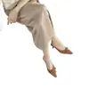 Amazon 2026 Zapatos Nuevos de Tacón de Aguja con Lazo, Talla Grande, Rojo Vino, Pantuflas para Exteriores, Mocasines Retro de Punta