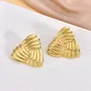 Pendientes Hidráulicos de Acero Inoxidable 304 Estilo Nuevo Europeo y Americano con un Diseño Vintage, Sensación de Alta Gama, Joyería con Superficie Geométrica Irregular