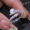 Accesorios DIY S925 plata esterlina anillo de perlas soporte vacío productos semiacabados moda estilo occidental anillo de serpiente soporte para anillo productos semiacabados