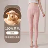 100% lã, quentes, calça de algodão estilo Nordeste, extra grossa, leggings forradas com lã de cordeiro para mulheres, outono/inverno, forradas com fleece, espessadas, cintura alta, para usar em camadas