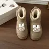 Botas de Neve de Coelho de Desenho Animado Super Fofas para Mulheres 2025 Inverno Quente Pelúcia Curta Botas de Algodão Confortáveis Sapatos de Calçar Fácil