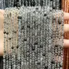 Suministrado directamente por el fabricante: cuentas redondas pequeñas de piedra natural, cuentas de arroz, cristal, turmalina, cuentas redondas de ágata, materiales hechos a mano para DIY, accesorios para pulseras