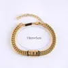 Estilo Cadena Cubana Venta Caliente Transfronteriza Estilo Europeo y Americano Lujo Ligero Pulsera Versátil Cuentas Cuadradas Multicolor Fábrica Venta al por Mayor por Pieza