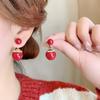Pendientes Festivos Rojos de Año Nuevo para Mujer Pendientes de Temperamento de Alta Gama Nuevos Pendientes Calientes de Otoño e Invierno Pendientes de Boda de Año Nuevo