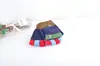 2023 Novas Luvas de Tricô Quentes Multicor Patchwork com Tampa Flip para Crianças Simples Meio Dedo Proteção contra Frio Luvas Diárias Comércio Exterior