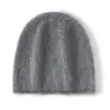Gorro de Cúpula Simple Versátil 100% Cachemir Puro Cepillado Unisex Tejido Borde Enrollado Cubre Cabeza Simple Protección para los Oídos Gorro