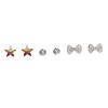 Pendientes de Aguja de Plata S925 Temperamento Simple Goteo de Aceite Lazo Estrella de Cinco Puntas Personalidad Círculo Red Social Zirconia Pendientes de Tres Piezas