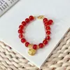 Pulsera de Ágata Roja Imitación Mismo Estilo que Estrella de TV para Atraer Riqueza y Pulsera de Cuentas de Transferencia para Mujeres como Regalo de Vacaciones para Niñas