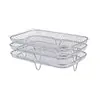 Cesta para Freír de Acero Inoxidable 304 Escurridor de Aceite y Aire para Uso Doméstico, Sartén, Horno, Rejilla para Escurrir Pasteles de Aceite, Rejilla para Cocinar al Vapor, Apilable de Tres Capas