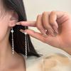 Pendientes de Gancho con Borla de Plata S925 para Mujer, Estilo Largo con Diamantes Brillantes, Pendientes de Cadena Multicapa, Elegantes y con Efecto Adelgazante del Rostro, Venta al por Mayor de Fábrica