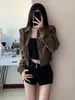 [Tela Original, Receta Original] Ropa de Abrigo para Principios de Otoño Nueva Chaqueta Corta Marrón para Mujer Top Principios de Otoño Meila