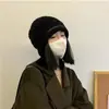 Gorro para Mujer Otoño Invierno Nuevo Adorno Gorro Holgado Circunferencia de Cabeza Grande Gorro de Lana Versátil Muestra Cara Pequeña Cálido Gorro de Punto Gorro