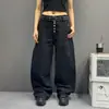 Jeans de cinco botones, doble pinza, lavados, corte A, pierna recta, pantalones anchos casuales de corte holgado para ir al trabajo, unisex