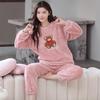 Pijama Outono e Inverno 2026 Flanela Engrossada Feminino Doce Desenho Animado Casual Manga Longa Pulôver Novas Roupas de Casa