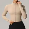 Lulu chamarra de yoga mismo estilo para mujer cuello alto ajustada secado rápido transpirable ropa para correr fitness ropa deportiva para ciclismo al aire libre