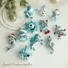 Decoraciones Navideñas Adornos para Árbol de Navidad Azules Animales de Dibujos Animados Ángeles Colgantes Decorativos Pequeños