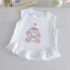 Chaleco de Dibujos Animados para Niñas 25 Verano Nuevo para Mujer Tesoro Estilo Coreano Oso Lindo Estampado Puntadas Encaje Todo-partido Top