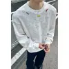 Nueva sudadera de otoño e invierno para hombre, talla grande, holgada, casual, con cuello redondo, sudadera de punto con bordado, chaqueta para hombre