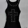 Ins Verano Estilo Europeo y Americano Sexy Chica Caliente Tela de Canalé Pedrería Ajuste Delgado Cuello en U Sin Mangas Camiseta sin Mangas Adelgazante Nuevo Modelo Mujer Al por Mayor