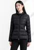 Cintura Pequena-90 Penugem de Ganso Branco26 Nova Jaqueta Puffer Leve com Costelas Feminina Outono Inverno Casaco Curto de Penugem