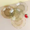 Plato de frutas para el hogar alta calidad material PET plástico alta apariencia borde dorado forma de flor plato de frutas para sala de estar plato de nueces venta al por mayor