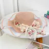 Chapéu de palha com laço francês feminino verão praia aba larga chapéu de sol proteção solar estilo férias chapéu de proteção solar