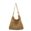 Bolso de Hombro Versátil Estilo Casual para Debajo del Brazo, Bolso de Playa de Gran Capacidad para Vacaciones, Bolso de Mano Tejido Hueco de Moda para Mujer