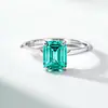 Anel de Corte Esmeralda para Mulheres, Anel Pagoda de Diamante de Alto Carbono Diamante Rosa, Anel de Diamante, Anel de Casamento, Anel de Pedra Preciosa Colorida Europeu e Americano, Item Mais Vendido