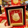 Adorno de Gato de la Fortuna de Oro Puro 999, Bolsa de la Suerte de Oro de Alta Gama para Atraer Dinero, Decoración de Dibujos Animados para Vestíbulo y Sala de Estar, Decoración de Marco al por Mayor