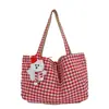 Bolso de Lona a Cuadros de Gran Capacidad para Mujer Estilo Perezoso Artístico de Moda ins Bolso de Hombro Único Bolsa de Compras Bolso Tote Mujer