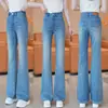 Jeans Micro-flare Personalizado para Mulheres, Novidade Outono 2026 Calças Boca de Sino de Cintura Alta, Calças Longas Casuais Elegantes de Corte Justo