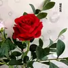Rosa haste única flor artificial flor seca flor de veludo e seda decoração para display interno adereço de flor flor vermelha duas pontas veludo