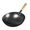 Wok de Hierro con Patrón de Martillo Huracán, Estilo Tradicional, Engrosado, Antiadherente, Sin Recubrimiento, Wok de Hierro Forjado Método Antiguo, Olla de Regalo para el Hogar