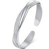 Nueva pulsera abierta artesanal esmerilada chapada en plata de ley 999, pulsera de amor entrelazada, joyería de plata japonesa y coreana para mujer al por mayor