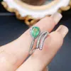 Anillo de Esmeralda Natural Popular al por Mayor de Fábrica Plata S925 Incrustado con Piedra Principal 5*7 Joyería de Lujo Venta Directa de Fábrica