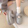 Sapatos Mary Jane de Algodão com Solado Grosso, Sapatos Peludos Quentes Antiderrapantes para Mulheres, Sapatos de Algodão com Forro de Lã Outono e Inverno 2025 para Mulheres