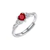 Nuevo anillo de zircón en forma de corazón de estilo europeo y americano para mujer, moderno y versátil, anillo abierto de hoja de nicho con diseño único