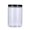 Botella de plástico PET de boca ancha 1000 ml botella redonda recta transparente tarro para té perfumado olla para dulces botella de plástico de almacenamiento personalización