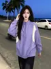 Sudadera de Patchwork con Bloques de Color, Media Cremallera, Cuello Alto, Estilo Callejero Individualista de Hong Kong, Otoño Invierno, Top Casual Versátil, ins