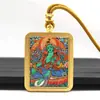 Tangka de Acero de Titanio Dorado Pintado a Mano Parcial, Tara Verde, Tara Blanca, Buda de la Medicina Tangka, Amuleto de Buda Portátil, Productos Culturales y Creativos de Templos