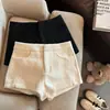 Shorts blancos de lana simples de cintura alta para mujer, nuevo estilo otoño/invierno, talla petite, versátiles, adelgazantes, modernos, hot pants casuales para uso exterior