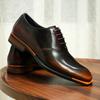 [Exclusivo Vip] Sapatos Masculinos Oxford Quadrados Pretos de Couro Brilhante Couro Genuíno Cor Polygonum Esfregado Formal de Negócios
