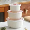 Crisper de paja de trigo con tapa caja de almacenamiento sellada para comida seca, verduras y frutas crisper de plástico portátil traje