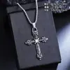 Novo Pingente Cruzado Fashion Retrô Tendência de Rua Hip-Hop Versátil Corrente para Suéter de Aço Titânio Masculina e Feminina