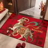 Tapete de Entrada Vermelho de Ano Novo Dajiang, Tapete de Piso Antiderrapante Resistente à Sujeira, Tapete de Entrada e Saída Seguro do Ano do Carneiro, Carpete de Entrada
