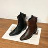 2024 Inverno Novas Botas Skinny Plissadas De Couro Macio Internet Popular Diário All-match Estilo Coreano Botas Femininas Com Zíper