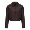 Chaqueta de Cuero para Motocicleta Wish para Mujer Primavera y Otoño Chaqueta con Cuello Alto para Mujer Delgada Casual Retro Americano Delgada Pequeña Ropa Exterior