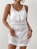 Blusa feminina nova 2025, estilo europeu e americano, sexy, de malha, com costura borboleta, sexy, vazado, vestido de praia
