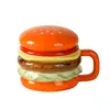 Taza de Agua Creativa con Forma de Hamburguesa, Taza de Cerámica para el Hogar con Tapa, Taza Grande para Desayuno, Taza Linda, Taza de Pareja